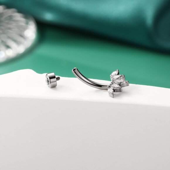 Belly Button Ring G23 Titanium Belly Button Piercing 14G Belly Ring Navel Pierci - Picture 4 of 7